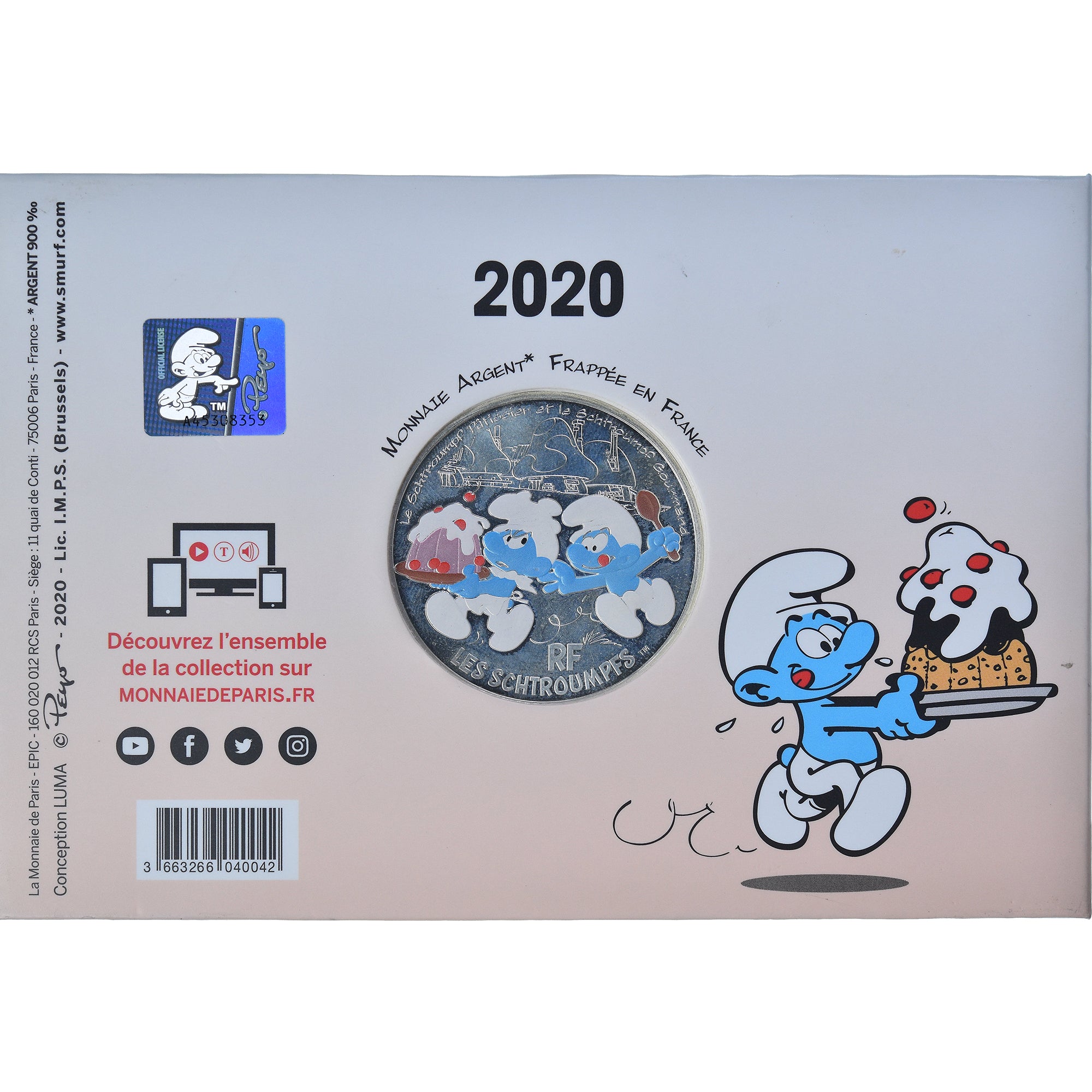 Francja, 50 Euro, Le Schtroumpf Gourmand, 2020, Monnaie de Paris, MS(65-70)