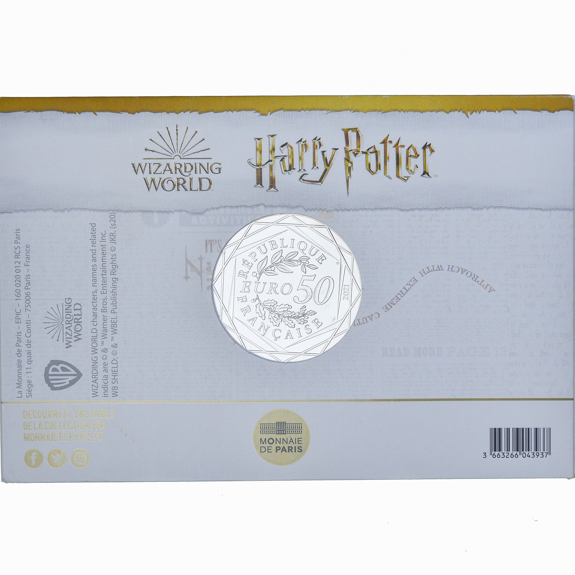 Frankreich, 50 Euro, Harry Potter - Les quatre maisons (2/4), 2021, Monnaie de