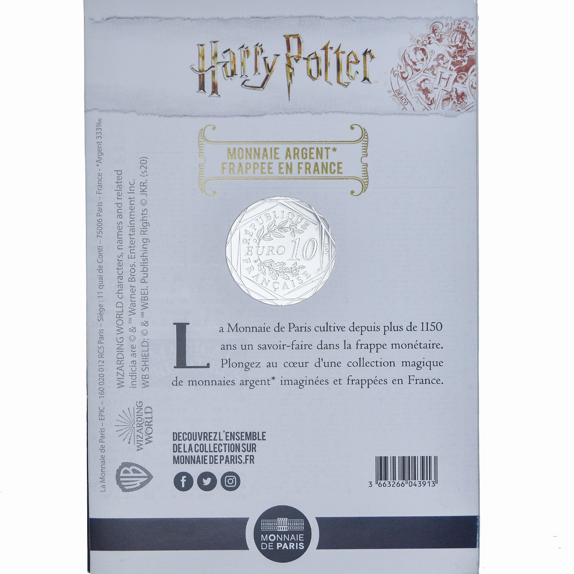 France, 10 Euro, Harry Potter et la coupe de feu (7/18), 2021, MS(65-70), Silver