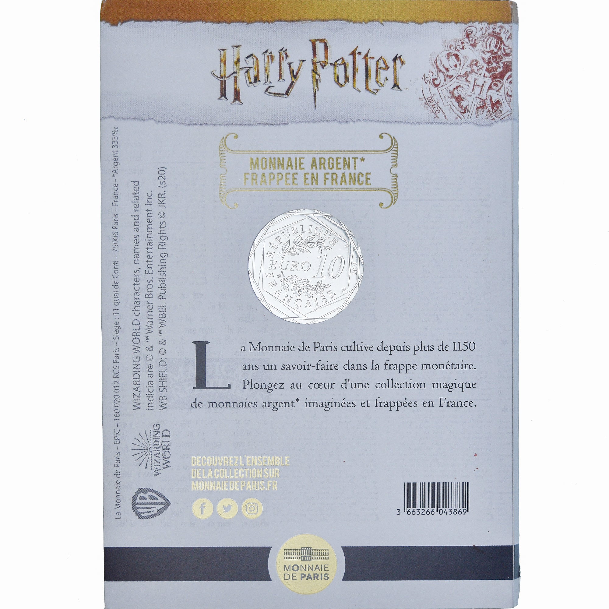 Francia, 10 Euro, Harry Potter et la coupe de feu (8/18), 2021, Colorized, FDC
