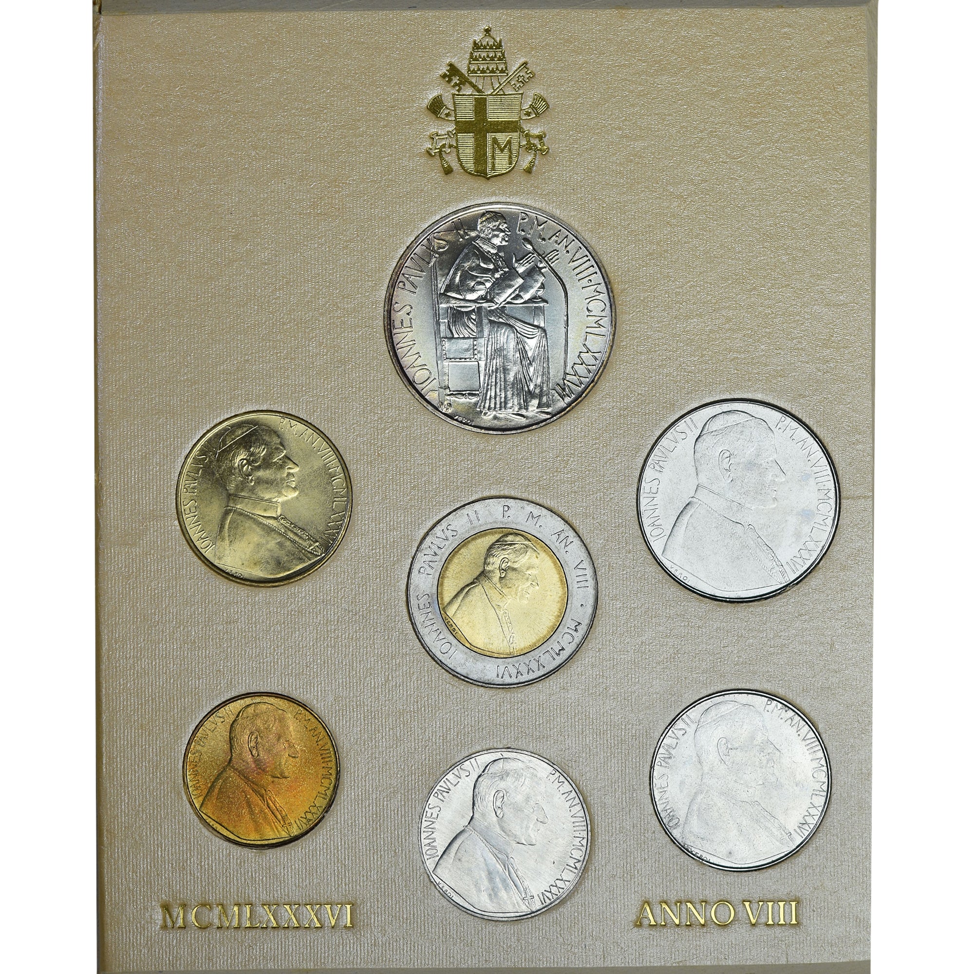 Coin, Vatican, John Paul II, Set 10 L. - 1000 L., 1986, Rome, MS(65-70)
