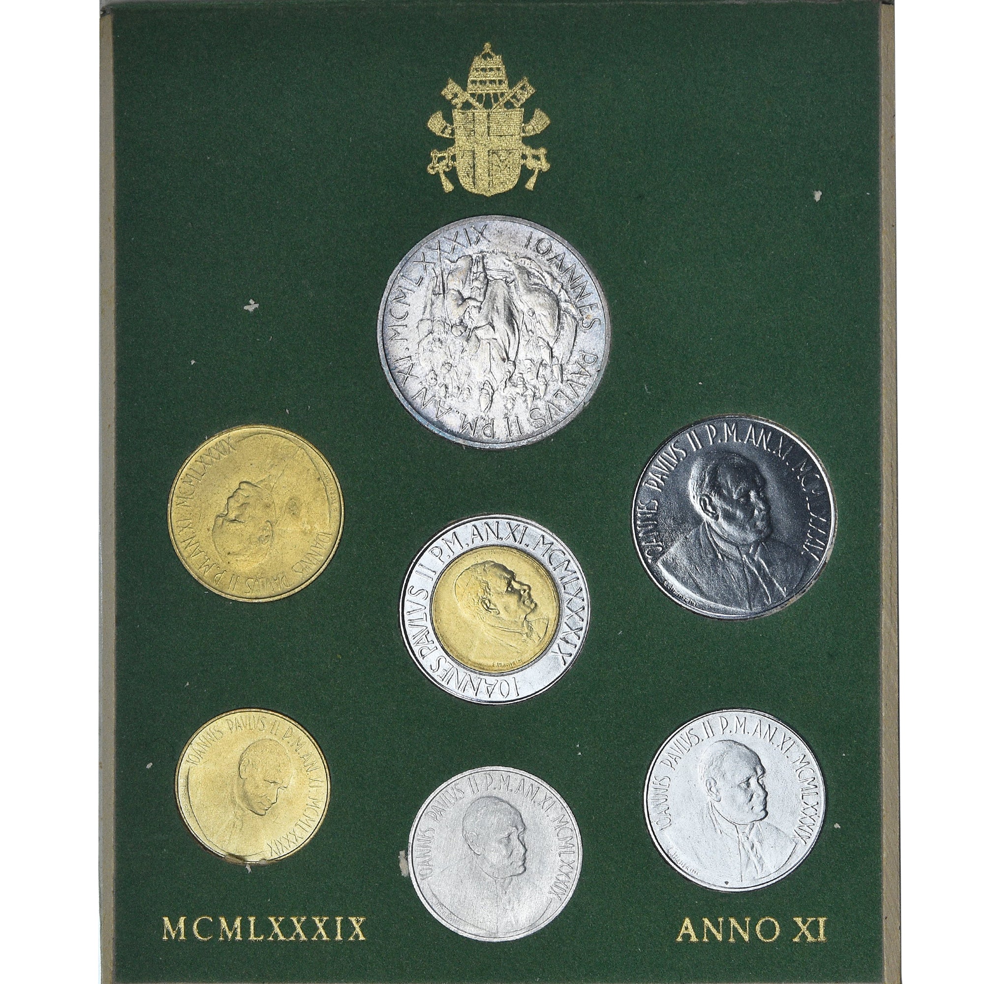 Moneda, Vaticano, John Paul II, Set 10 L. - 1000 L., 1989, Rome, FDC, Sin