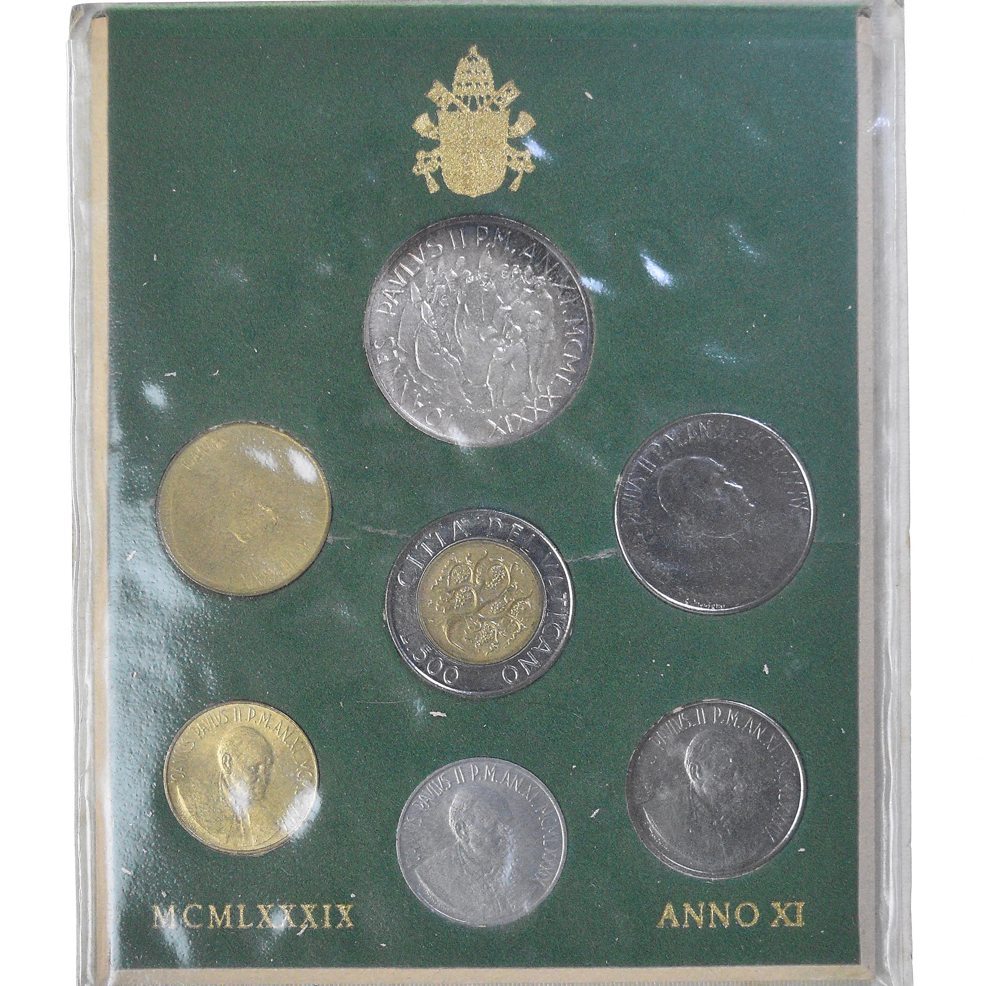 Moneda, Vaticano, John Paul II, Set 10 L. - 1000 L., 1989, Rome, FDC, Sin