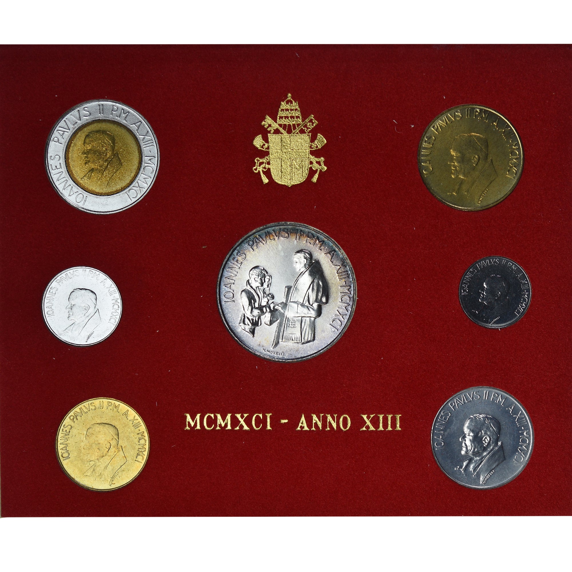 Moneda, Vaticano, John Paul II, Set 10 L. - 1000 L., 1991, Rome, FDC, Sin