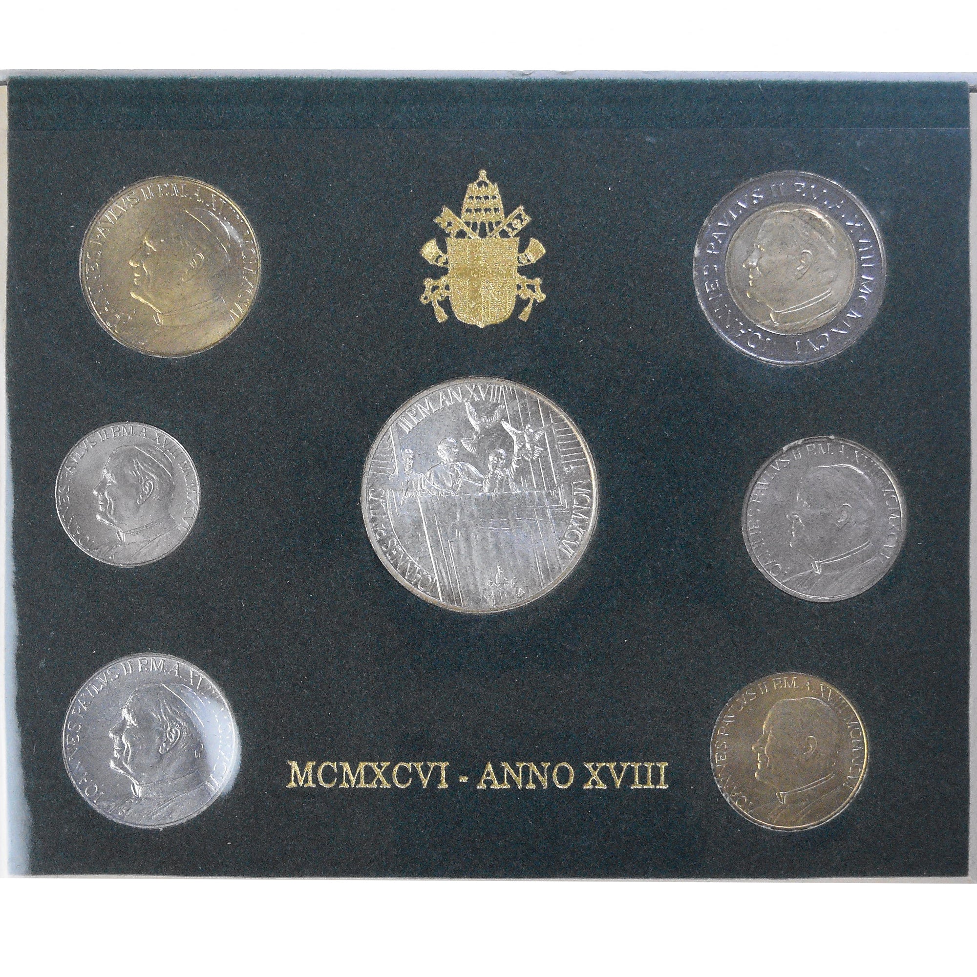 Moneda, Vaticano, John Paul II, Set 10 L. - 1000 L., 1996, Rome, FDC, Sin