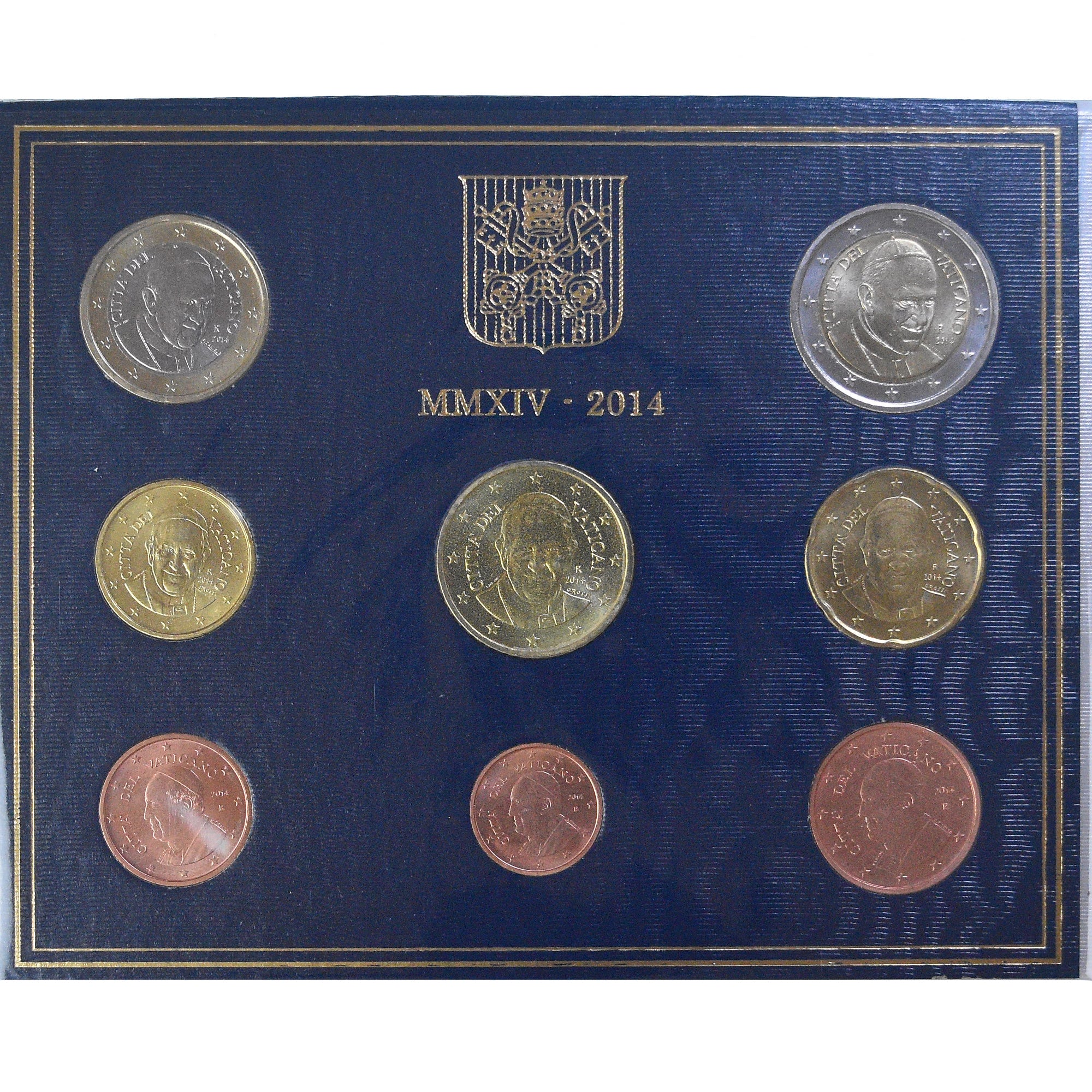 Vatican, Pape Benoit XVI, Set 1 cts. - 2 Euro, 2014, Rome, BU, MS(65-70)