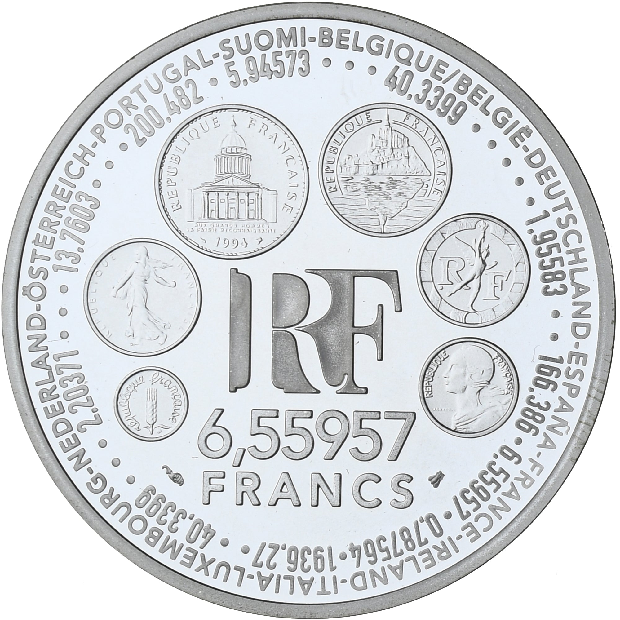Münze, Frankreich, Europa, 6.55957 Francs, 1999, Paris, STGL, Silber