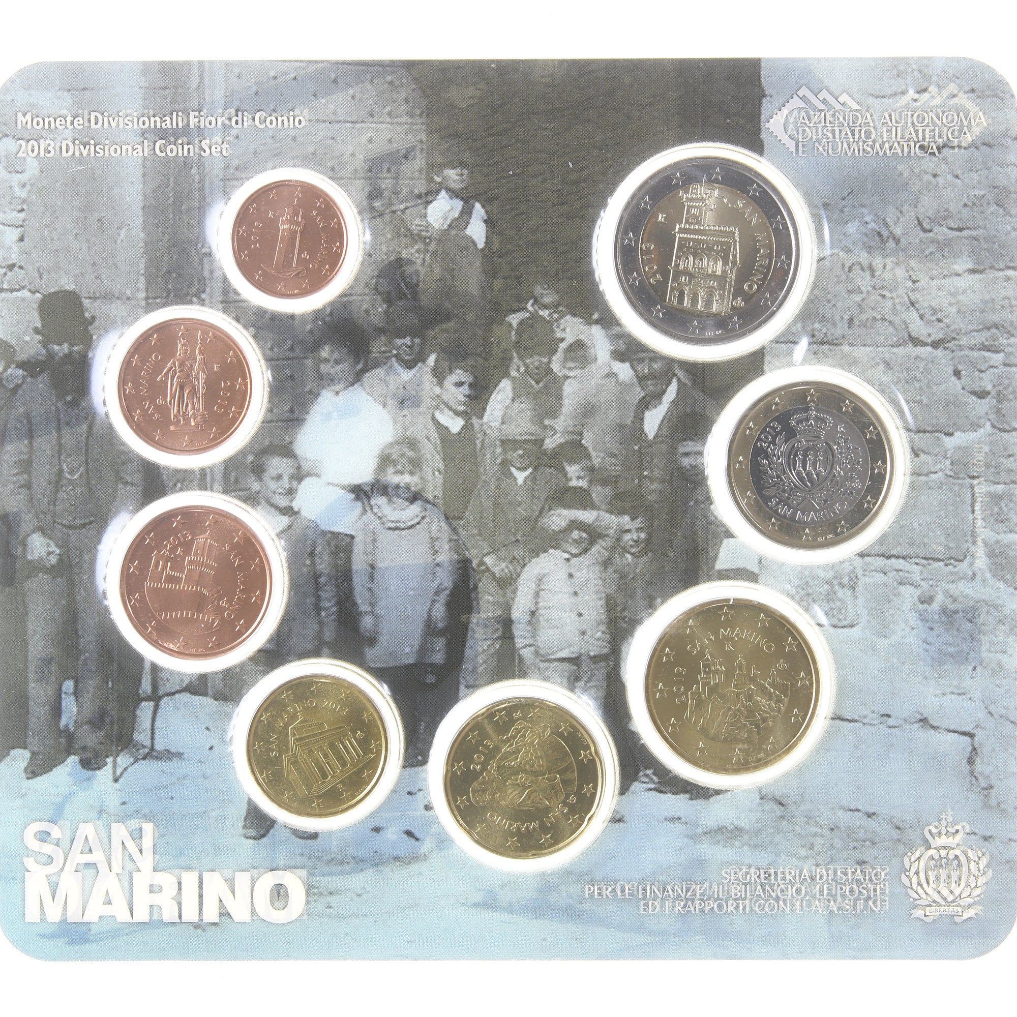 Saint Marin , Coffret 1c. à 2€, Série Divisionnelle, 2013, Coin card.FDC