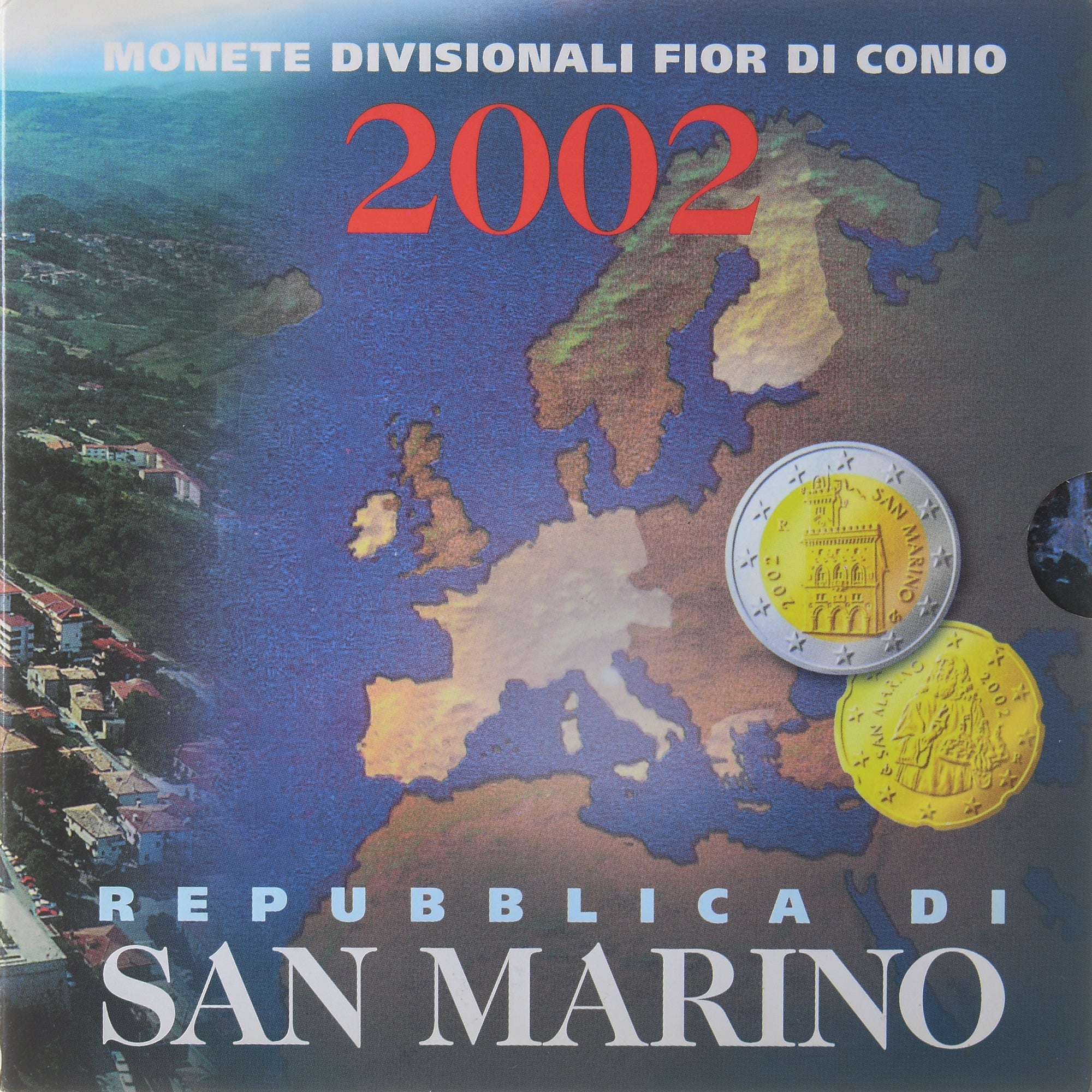 San Marino, Set 1 cts. - 2 Euro, Série Divisionnelle, 2002, FDC, MS(65-70)