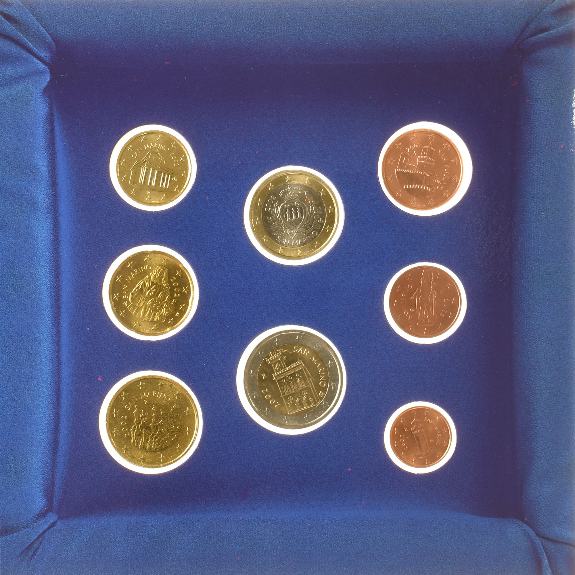 San Marino, Set 1 cts. - 2 Euro, Série Divisionnelle, 2002, FDC, MS(65-70)
