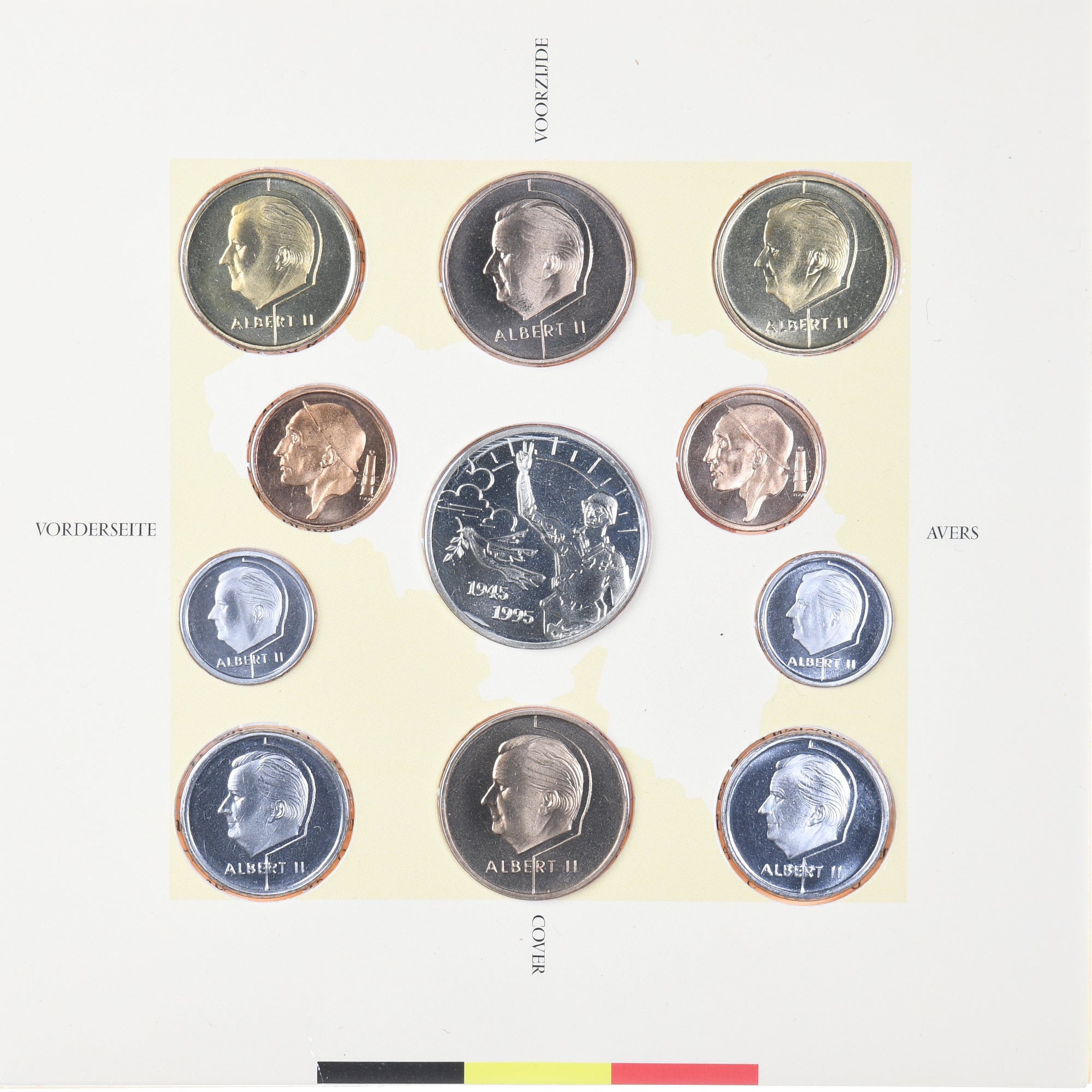 Moneta, Belgia, 50 ans Fin de la Seconde Guerre mondiale, Coffret, 1995, FDC