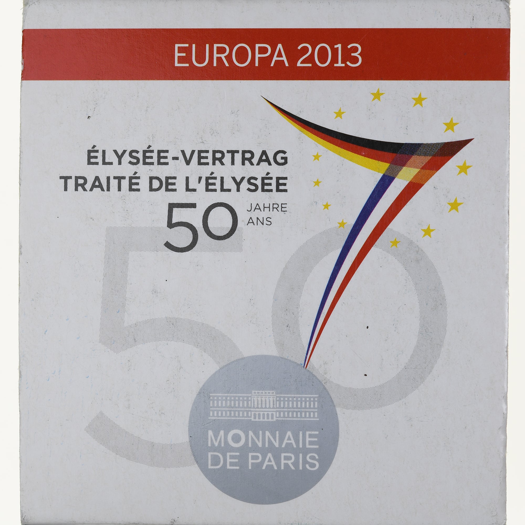 France, 10 Euro, 50 ans du traité de l'Élysée, 2013, Monnaie de Paris, BE