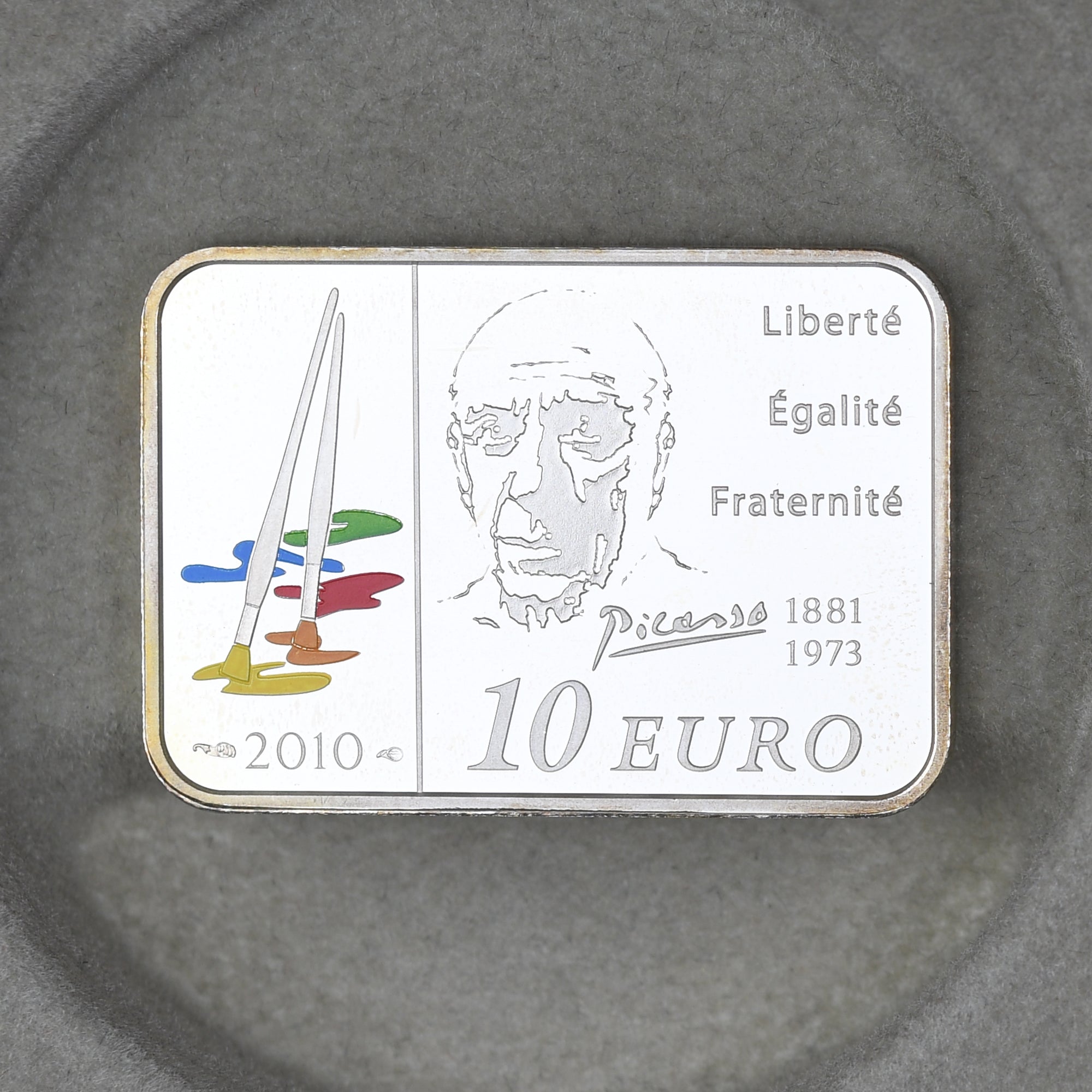 France, 10 Euro, Pablo Picasso, 2010, Monnaie de Paris, BE, MS(65-70), Silver
