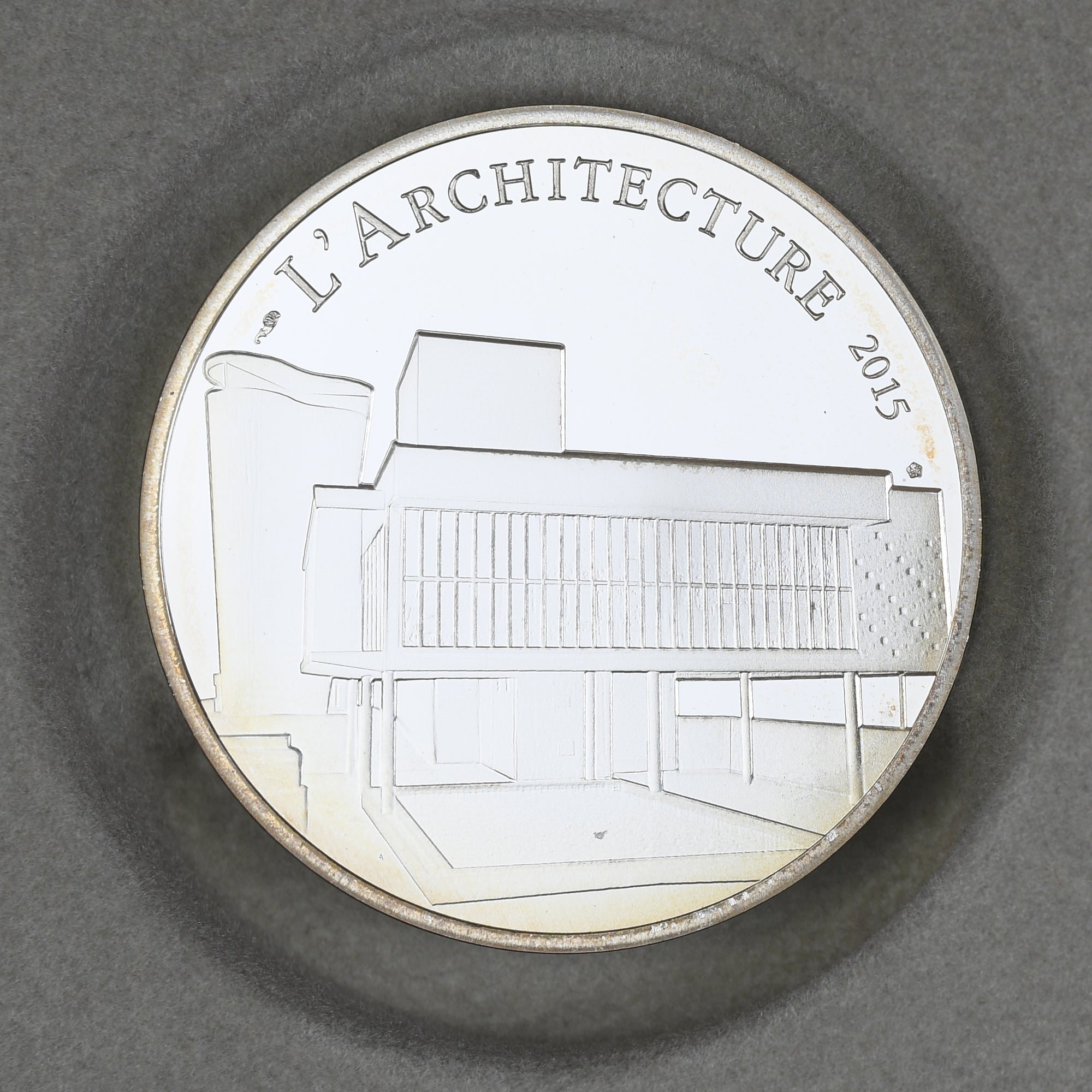 France, 10 Euro, Le Corbusier, 2015, Monnaie de Paris, BE, MS(65-70), Silver
