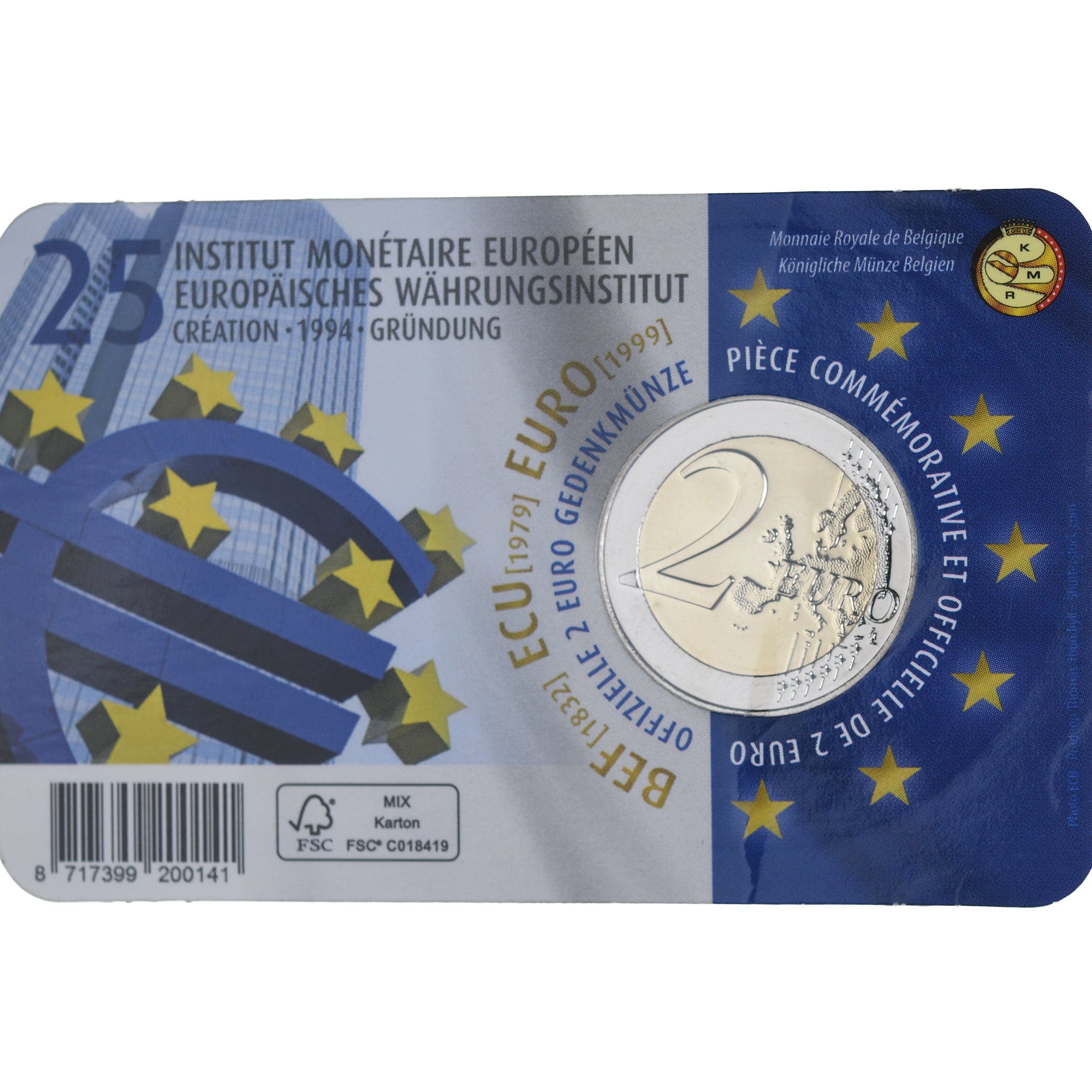 Bélgica, 2 Euro, Institut Monétaire Européen, 2019, Royal Belgium Mint, Coin