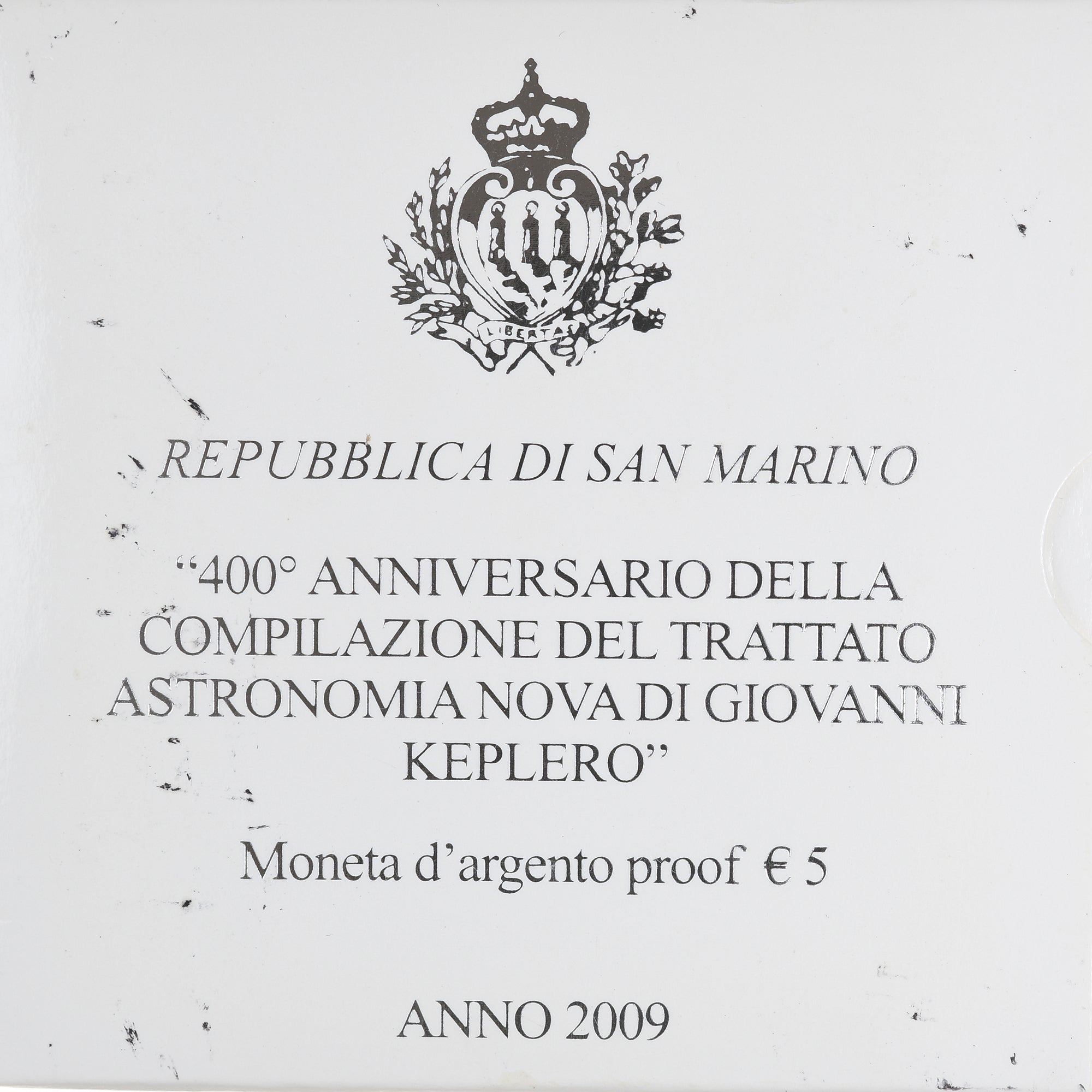 San Marino, 5 Euro, Johannes Kepler, 2009, Proof, MS(65-70), Silver