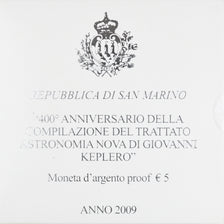 San Marino, 5 Euro, Johannes Kepler, 2009, Proof, MS(65-70), Silver