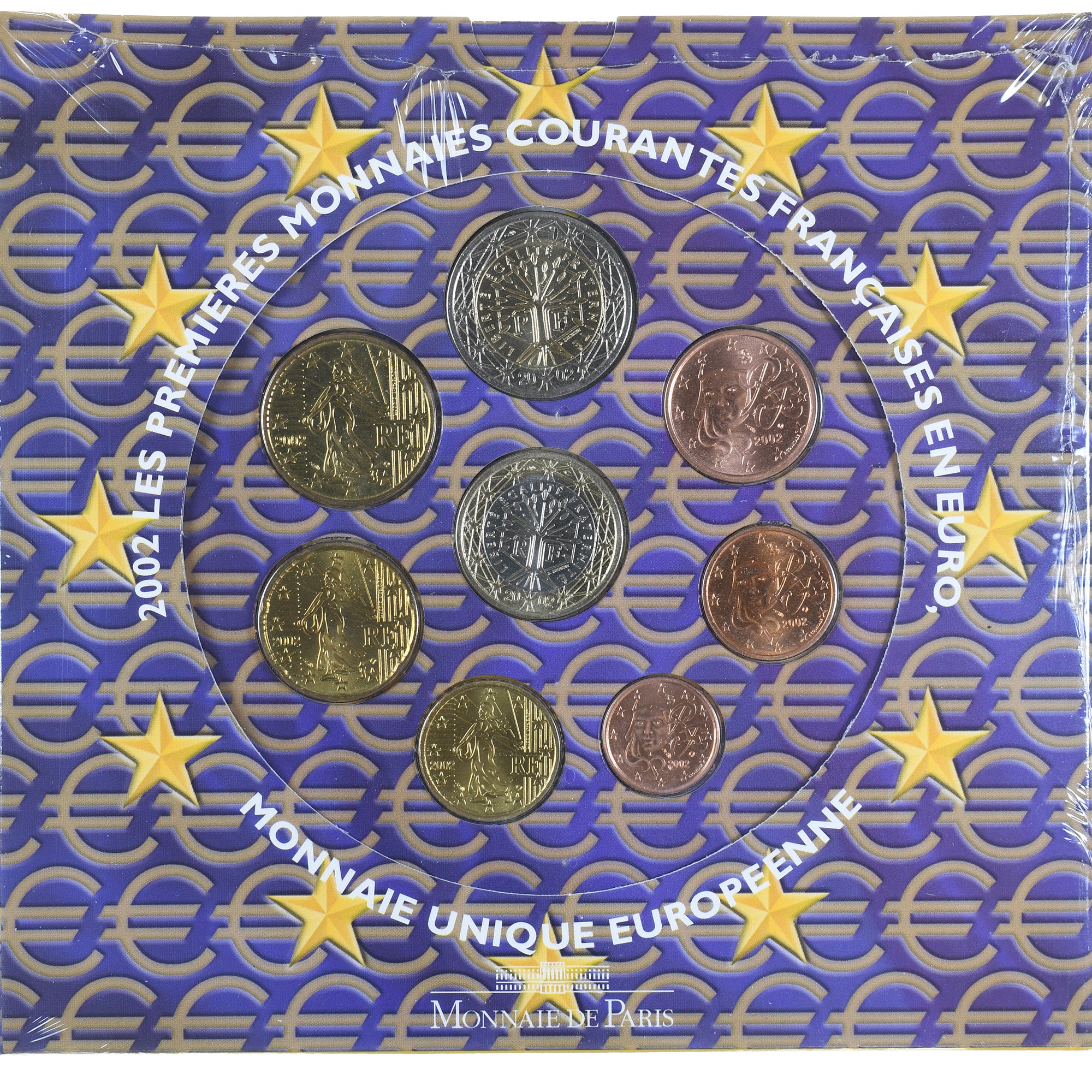 Francja, Coffret 1c. à 2€, 2002, Monnaie de Paris, FDC.BU, MS(65-70), ND