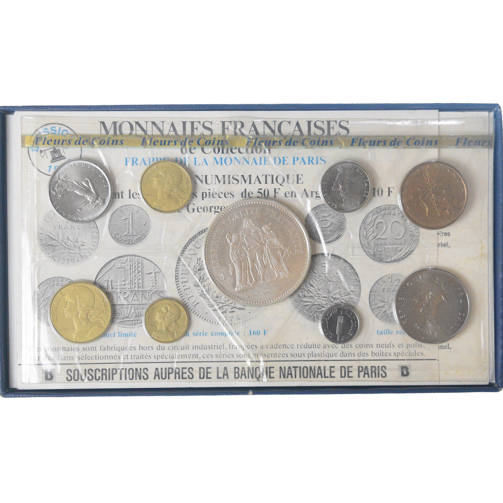 Monnaie, France, Coffret 1 c. à 50 frs., 1975, Monnaie de Paris, FDC, FDC