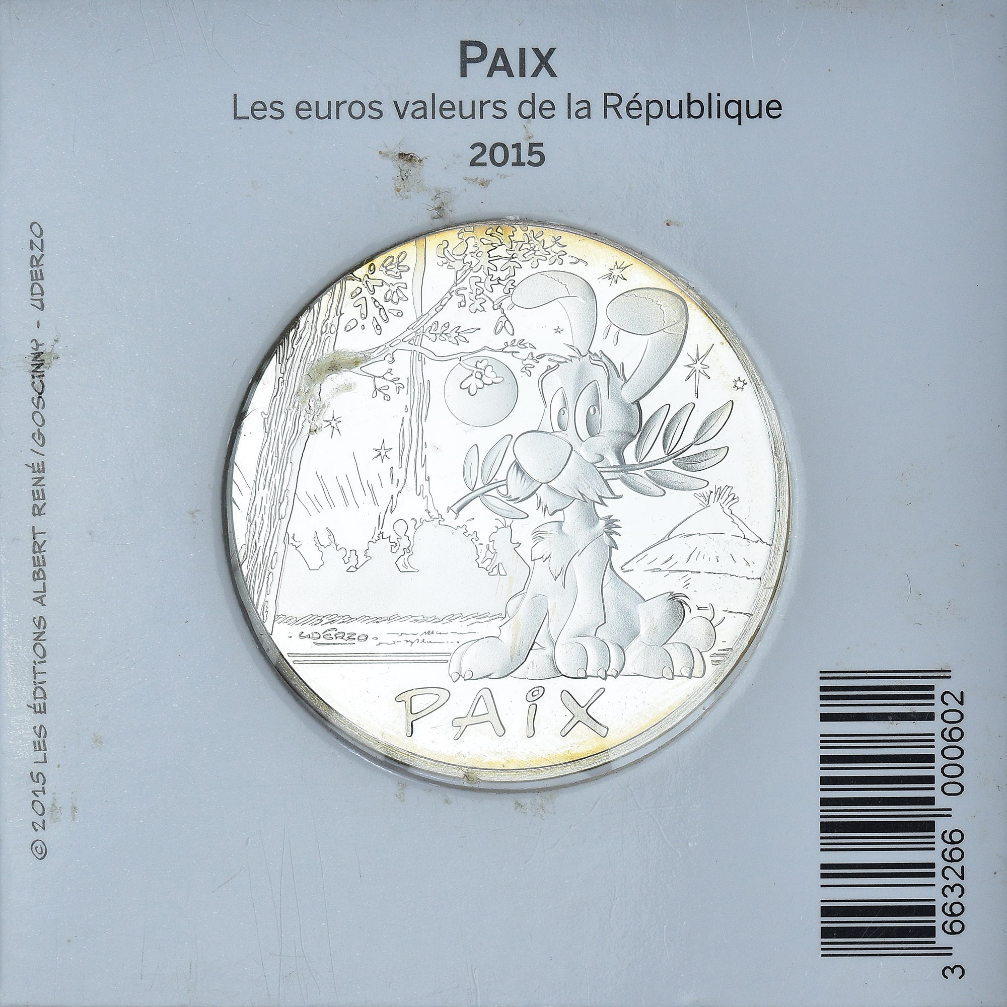 Frankrijk, 50 Euro, Astérix et la paix, 2015, Monnaie de Paris, FDC, Zilver