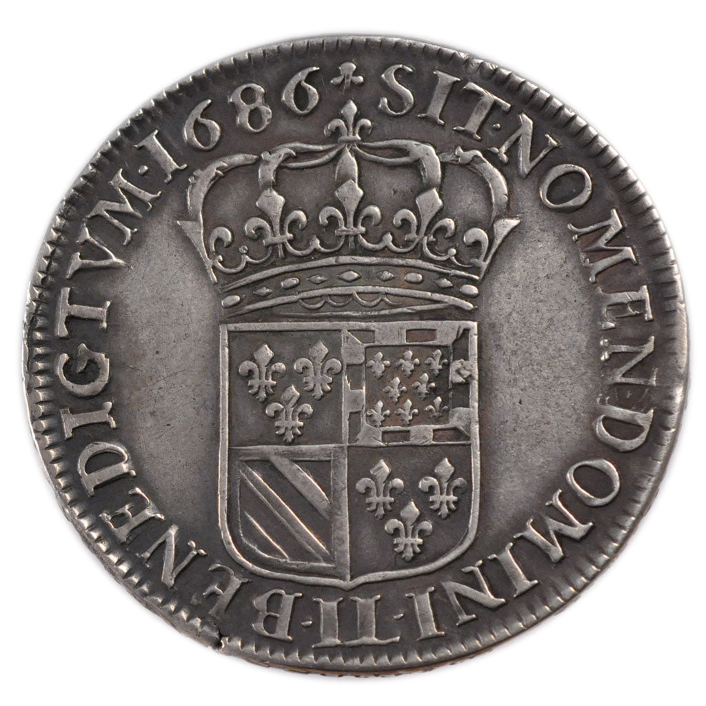 FRANCE, Écu de Flandre, ECU, 1686, Lille, KM #257.2, EF(40-45), Silver, Gadoury