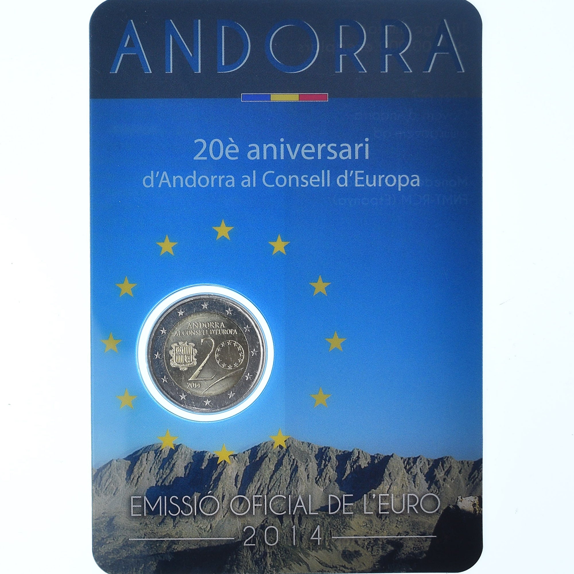Andorre, 2 Euro, Conseil de l'Europe, 2014, Coin card, FDC, Bimétallique