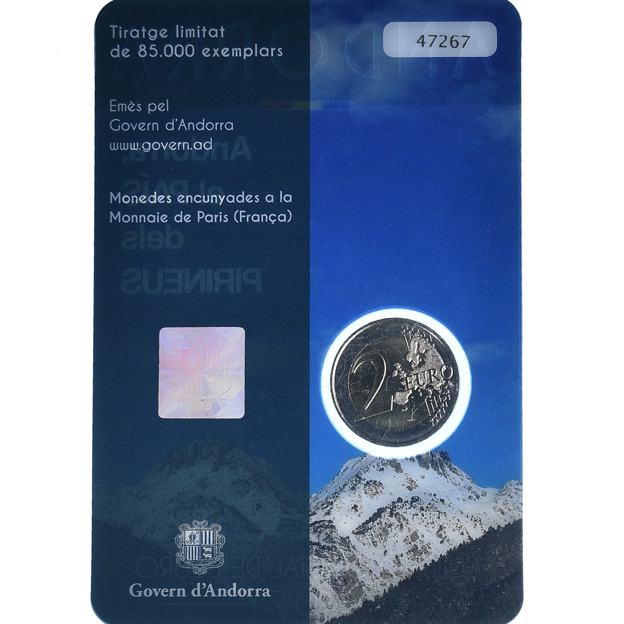 Andorra, 2 Euro, Pays des Pyrénées, 2017, Coin card, FDC, Bimetálico