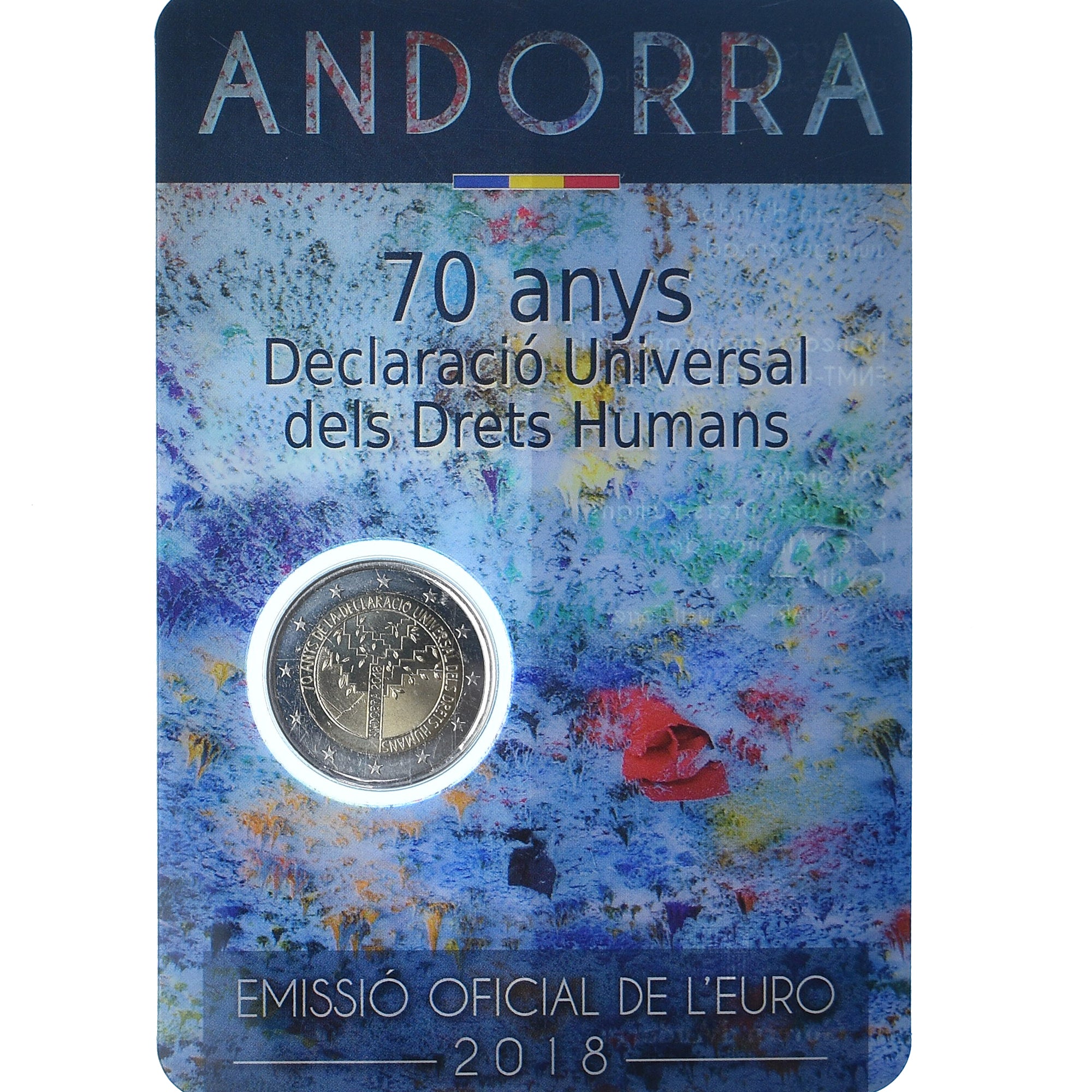 Andorra, 2 Euro, 70 ans de la déclaration universelle des droits de l'homme