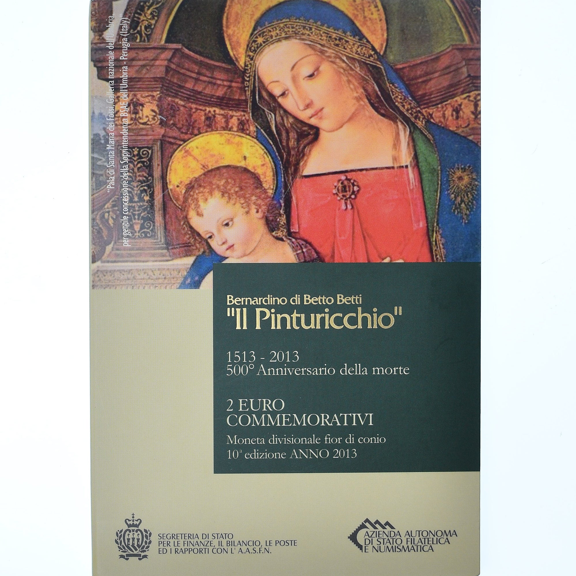 San Marino, 2 Euro, Il Pinturicchio, 2013, Rome, Coin card, MS(65-70)