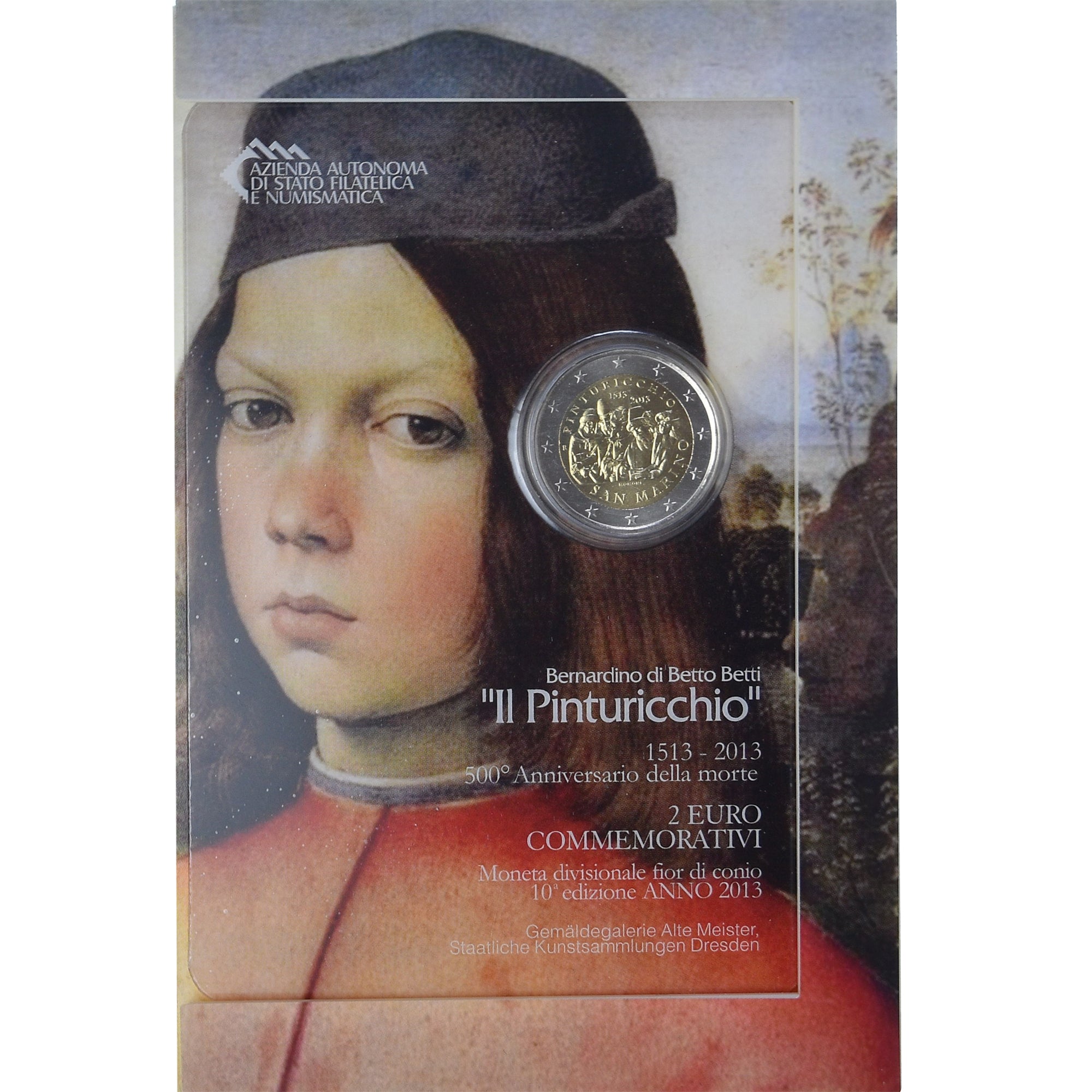 San Marino, 2 Euro, Il Pinturicchio, 2013, Rome, Coin card, MS(65-70)