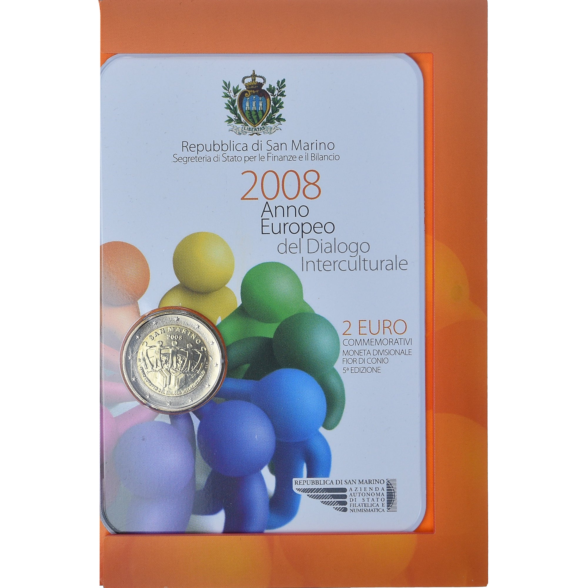 Saint Marin , 2 Euro, année européenne du dialogue interculturel, 2008, Rome