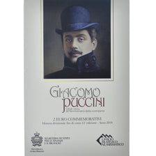 Saint Marin , 2 Euro, Giacomo Puccini, 2014, Rome, Coin card, FDC, Bimétallique