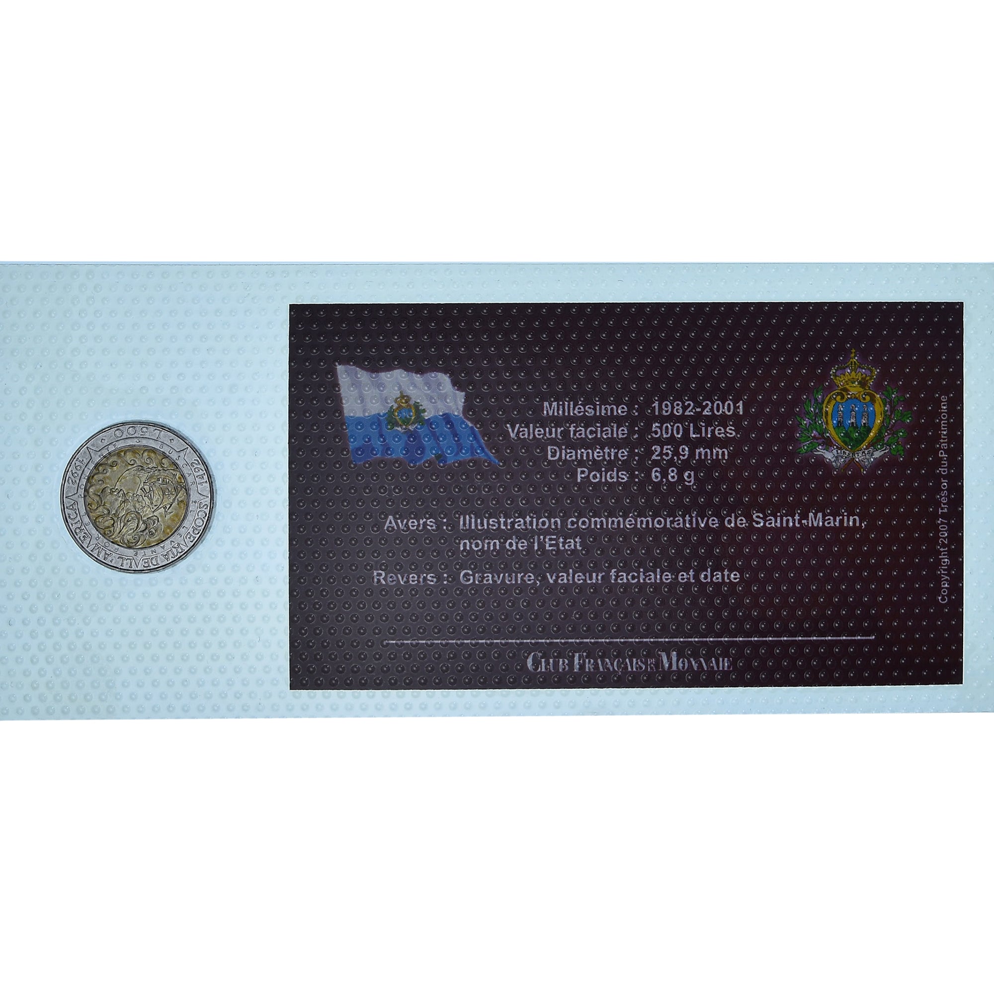 Moneta, San Marino, 500 Lire, 1992, Rome, MS(65-70), Bimetaliczny