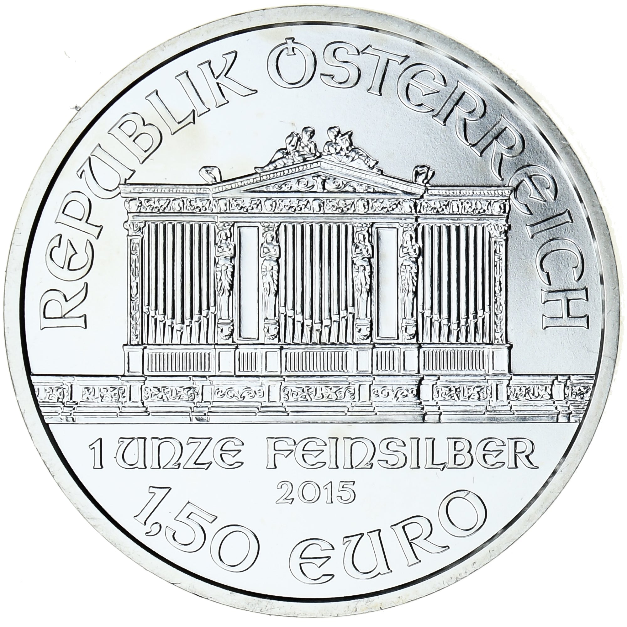 Österreich, 1-1/2 Euro / 1 Oz, Vienna Philharmonic, 2015, UNZ+, Silber