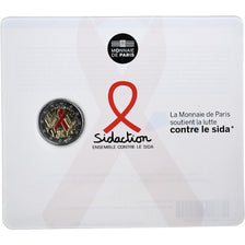 France, 2 Euro, Sidaction, 2014, Monnaie de Paris, Coin card.FDC, FDC
