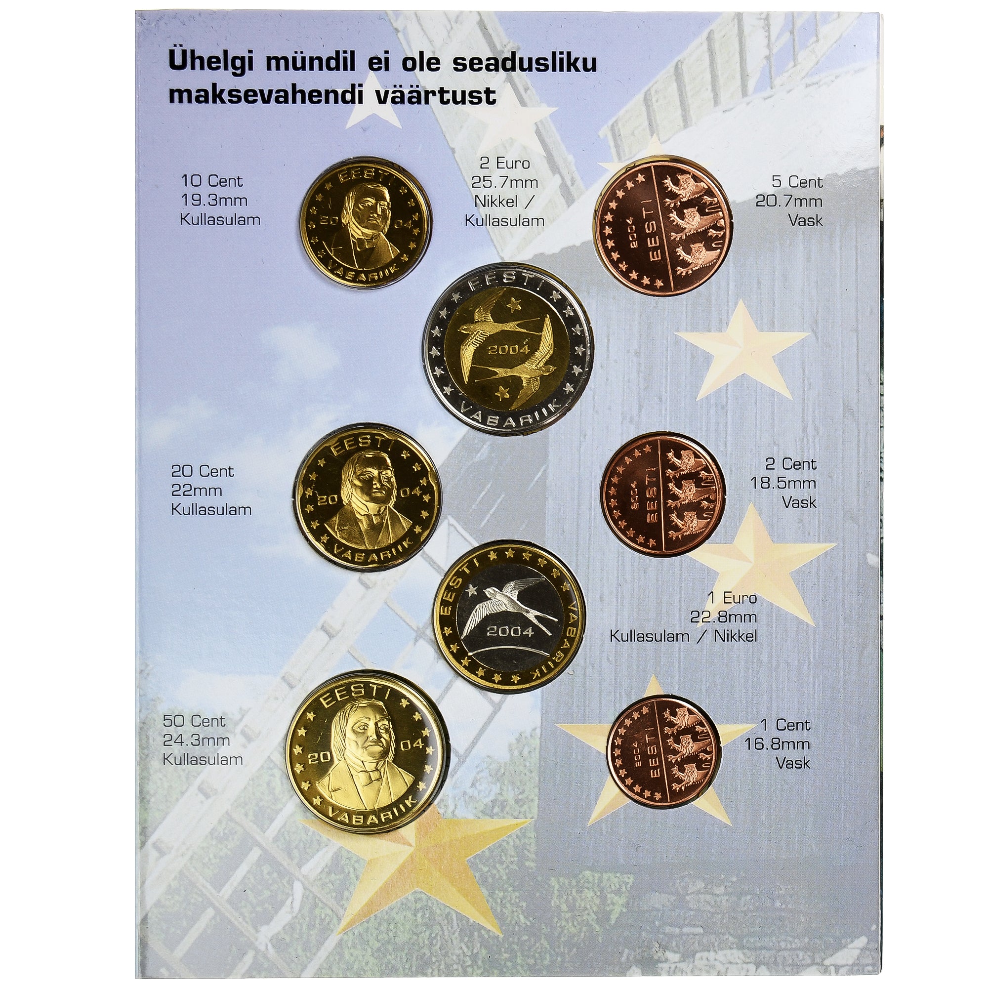 Estonia, Token, Set Euro, Essai-Trial, 2004, MS(65-70)