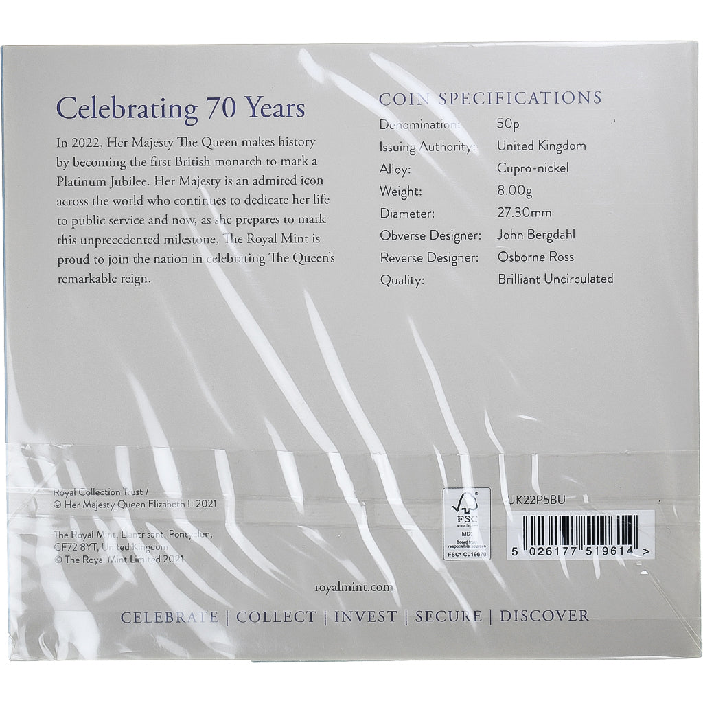 Moneta, Wielka Brytania, Elizabeth II, Platinium Jubilee, 50 Pence, 2022