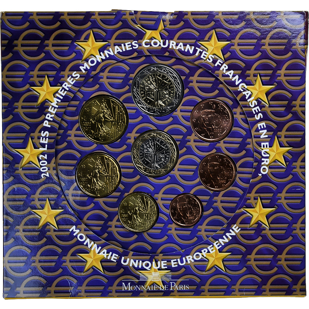 Francja, Coffret 1c. à 2€, 2002, Monnaie de Paris, BU, MS(65-70), ND