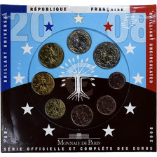 France, Coffret 1c. à 2€, 2008, Monnaie de Paris, BU, FDC