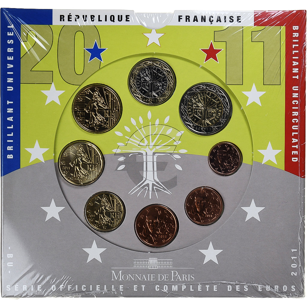 Frankreich, Coffret 1c. à 2€, 2011, Monnaie de Paris, BU, STGL