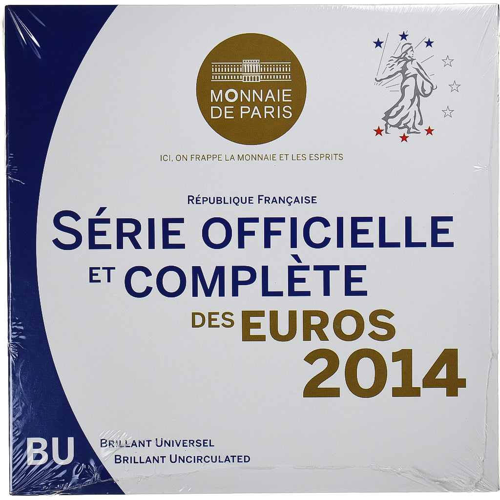 França, Coffret 1c. à 2€, 2014, Monnaie de Paris, BU, MS(65-70), N/D