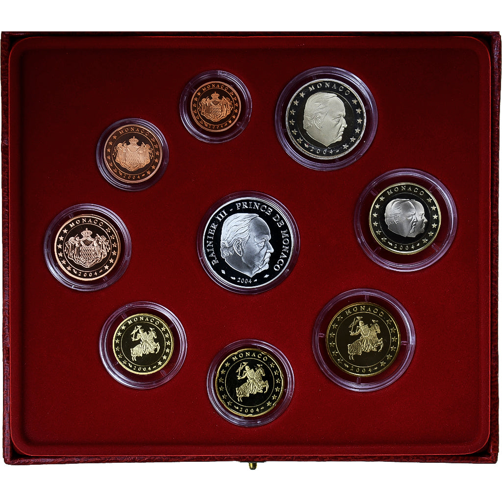 Monaco, Rainier III, Coffret 1c. à 5€, sainte Dévote, 2004, Monnaie de