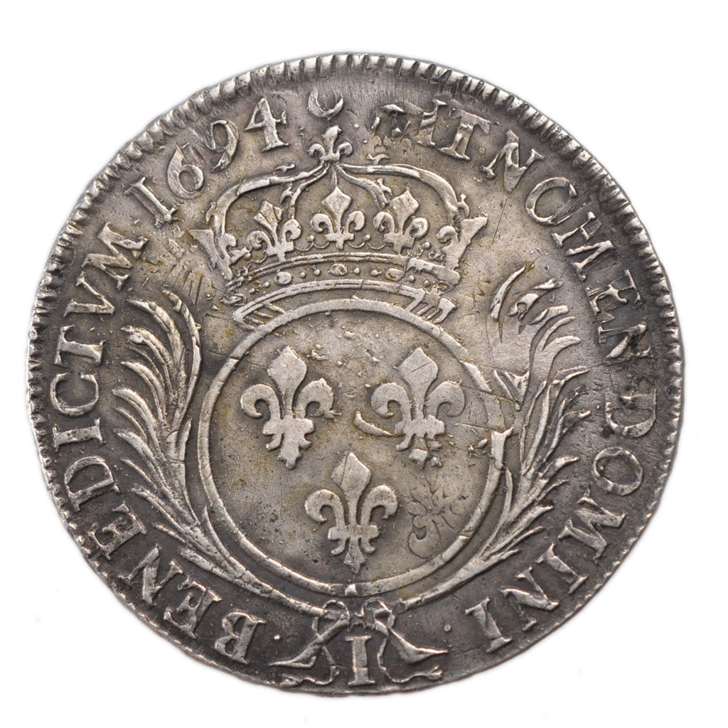 FRANCE, Écu aux palmes, Ecu, 1694, Limoges, AU(50-53), Silver, Gadoury #217, ...