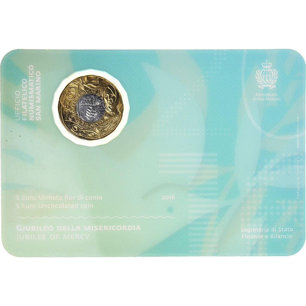 San Marino, 5 Euro, Jubilé de la Miséricorde, 2016, Rome, Coin card.FDC, FDC
