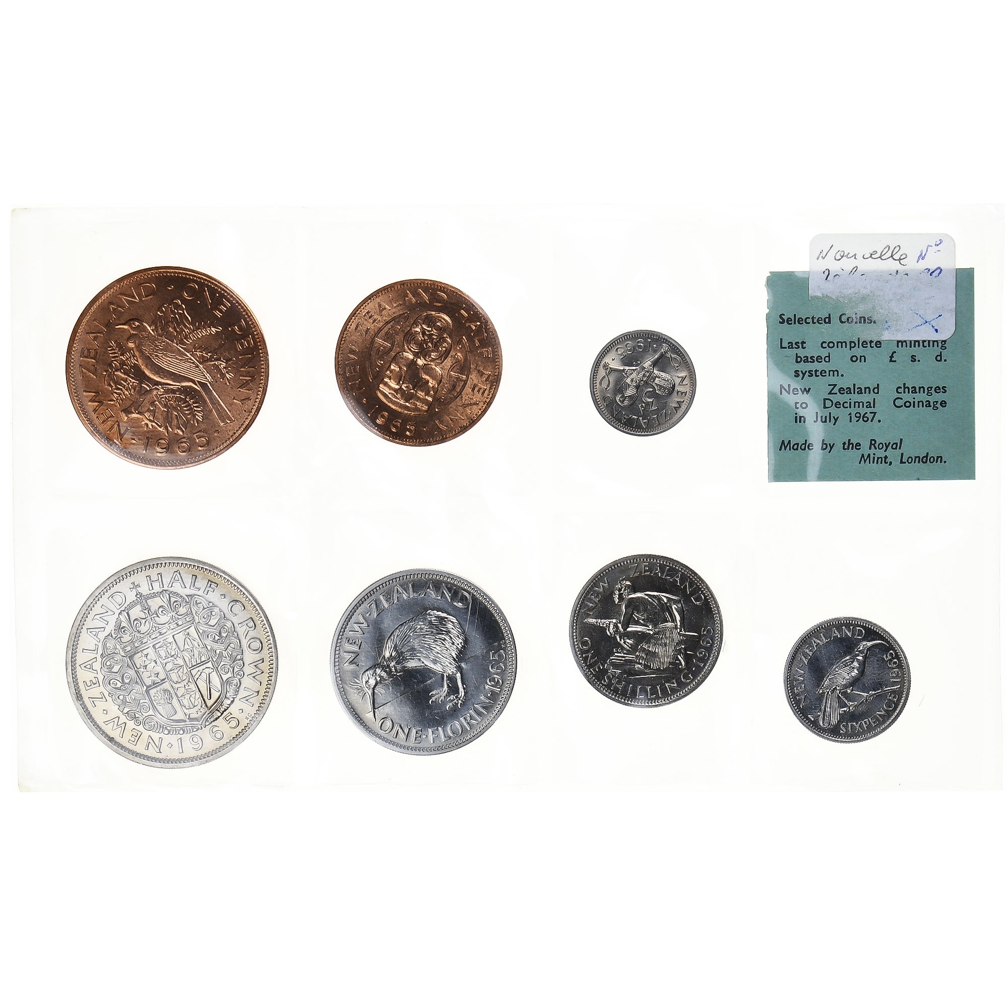 Moneta, Nuova Zelanda, Elizabeth II, Set Half Penny - Half Crown, 1965, British
