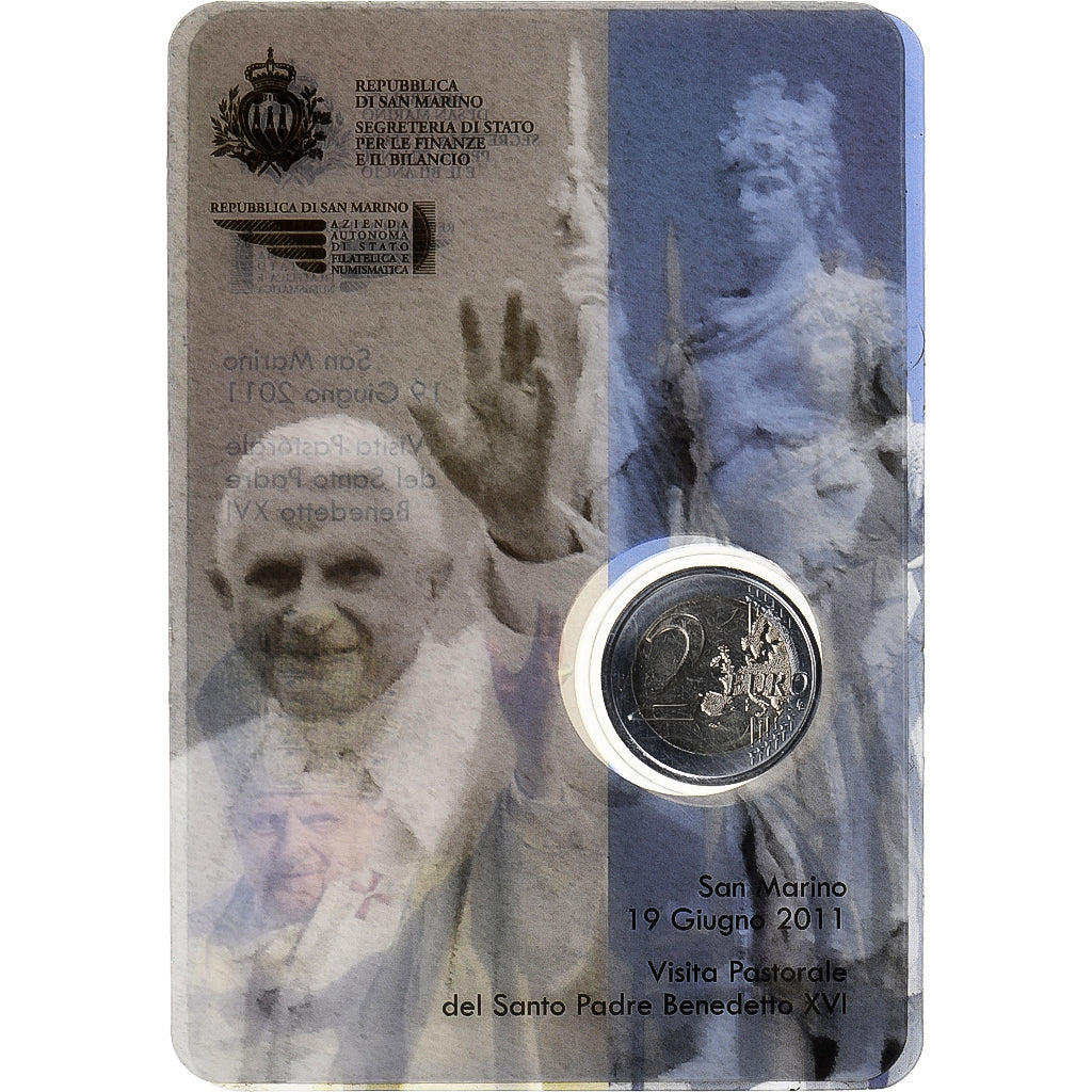 San Marino, Pape Benoit XVI, 2 Euro, 2011, Rome, STGL, Bi-Metallic