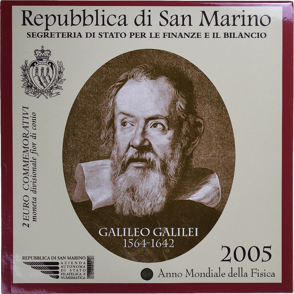 San Marino, 2 Euro, Galileo Galilei, 2005, FDC, MS(65-70), Bi-Metallic
