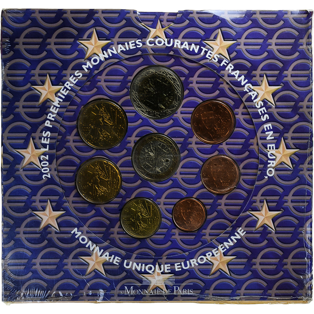 Francja, Coffret 1c. à 2€, 2002, Monnaie de Paris, FDC.BU, MS(65-70), ND