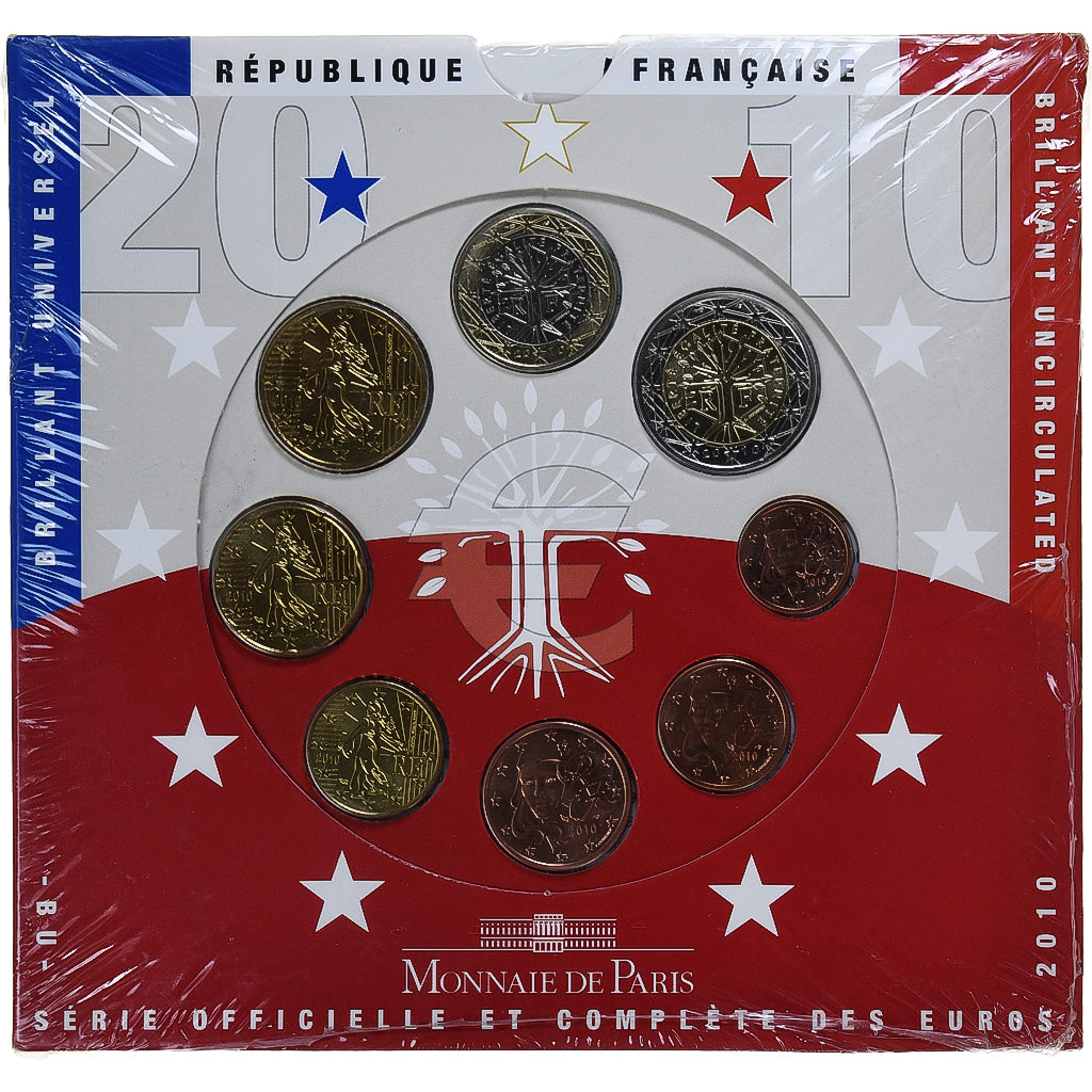 Francja, Coffret 1c. à 2€, 2010, Monnaie de Paris, FDC.BU, MS(65-70), ND