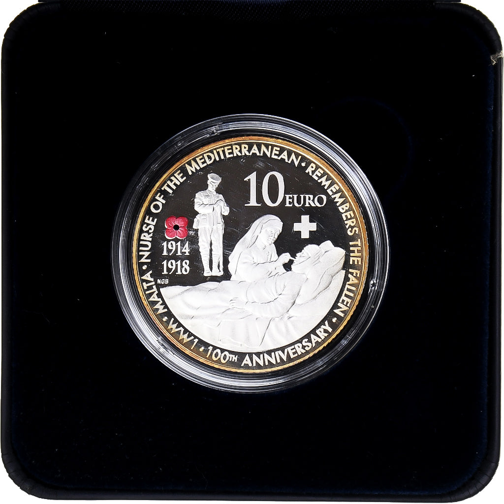 Malte, 10 Euro, First World War Centenary, 2014, Proof, FDC, Argent